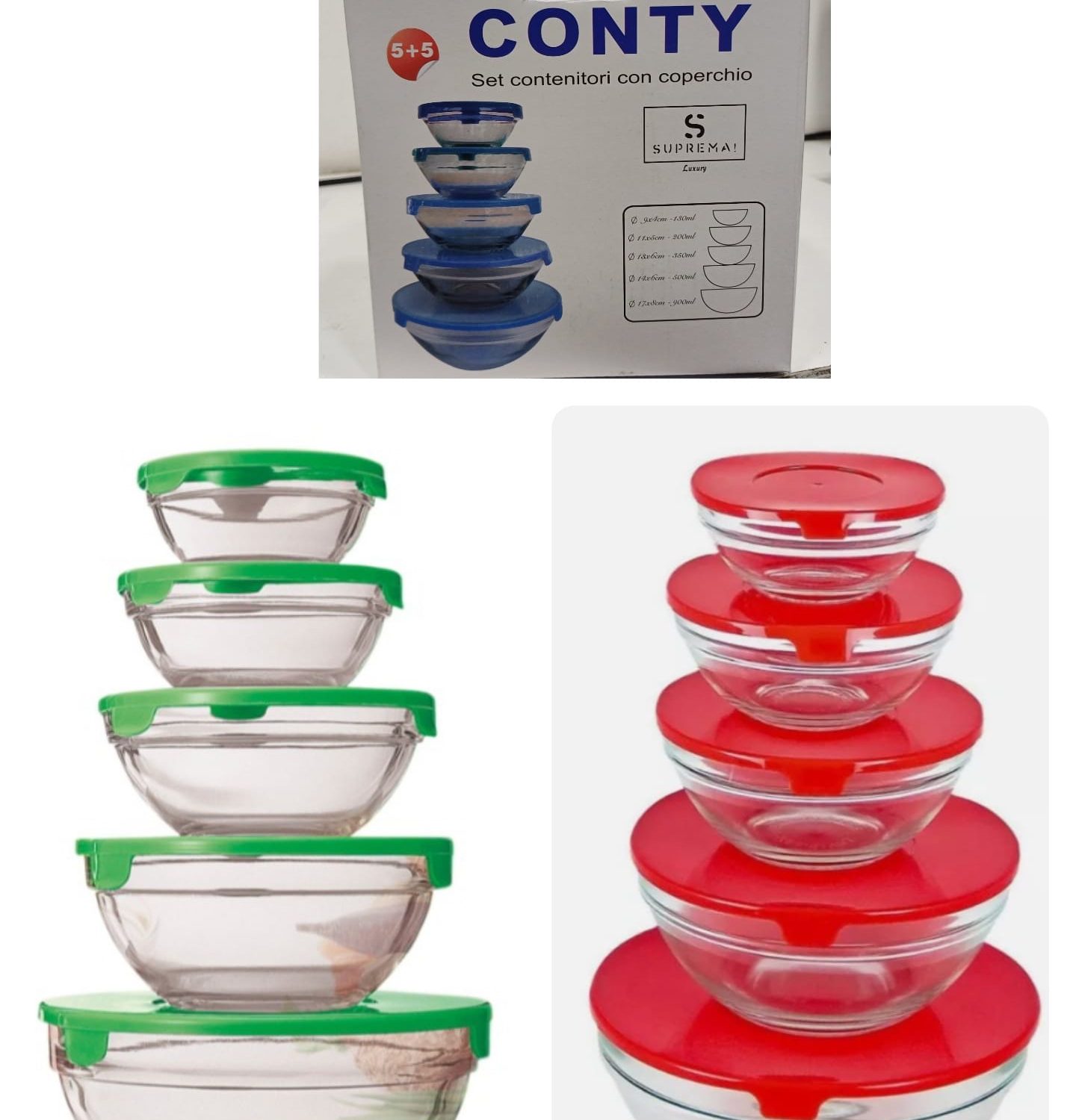 Contenitori in vetro con coperchi