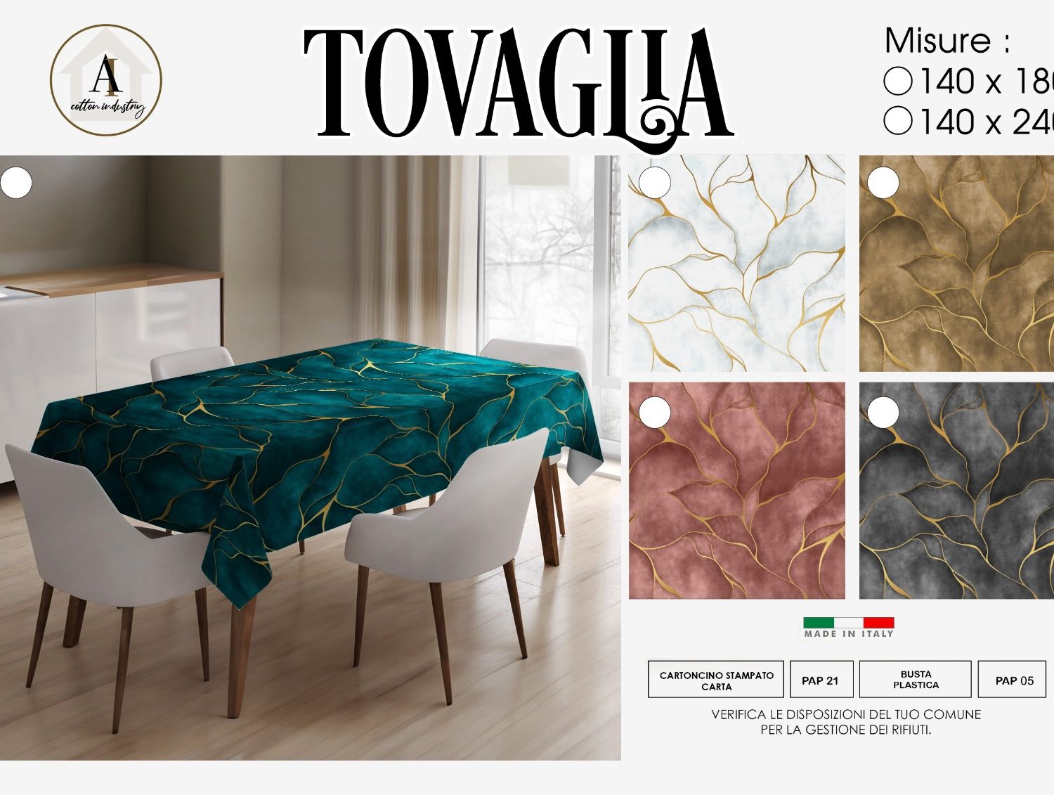Tovaglia in cotone effetto Marmo