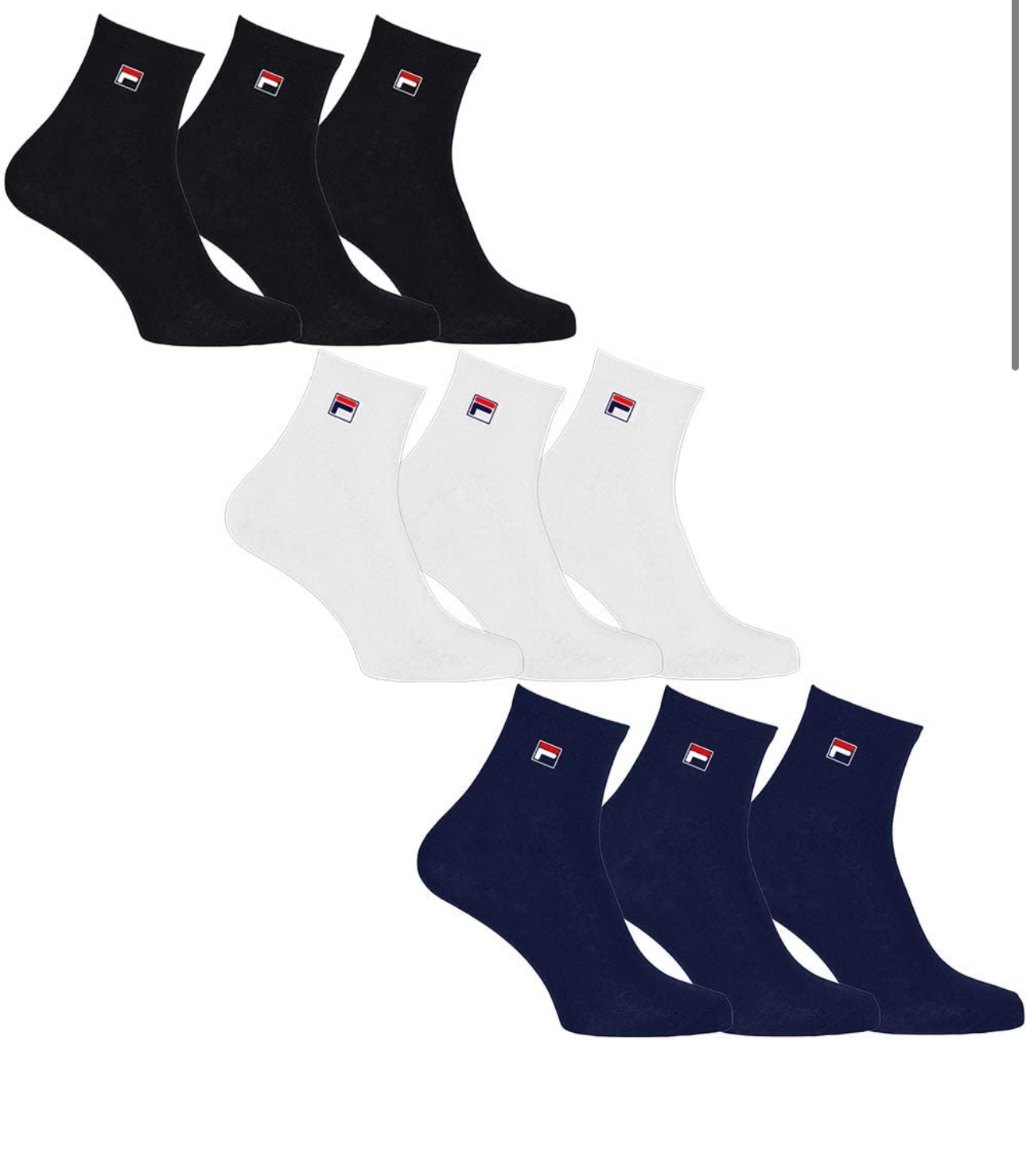 Calzini Quarter in Cotone con logo FILA 3 paia