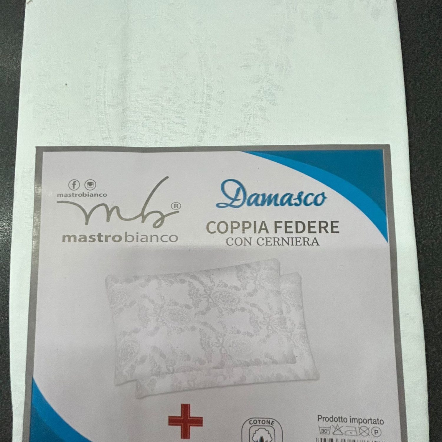 Coppia Federe Damascate , Copriguanciale con cerniera