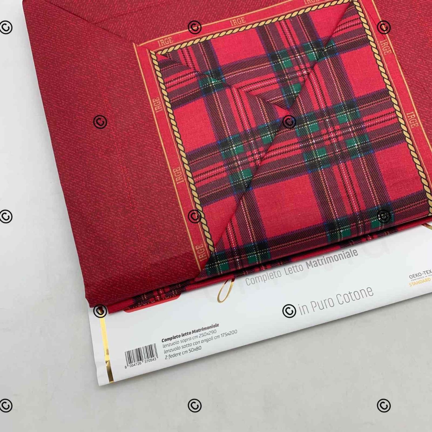 Coppia Lenzuola Tartan, Completo lenzuola letto Matrimoniale disegno Scozzese