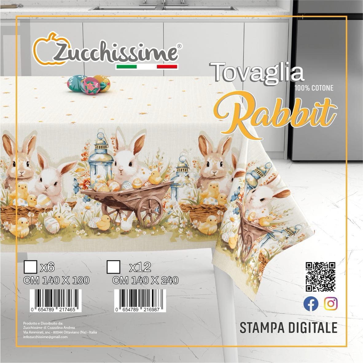 Tovaglia in Cotone PASQUA , Tovaglia 6 posti fantasia di Pasqua
