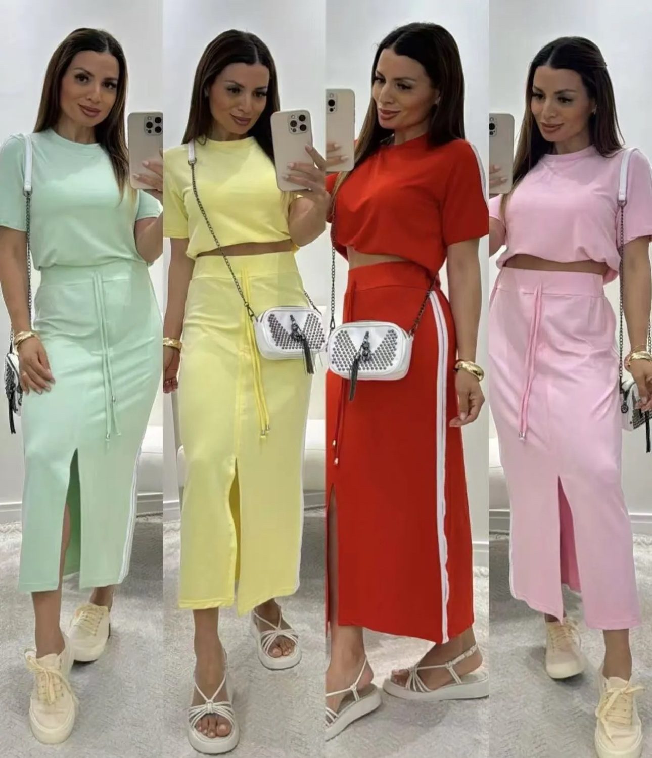 Completo Donna , T Shirt con Gonna