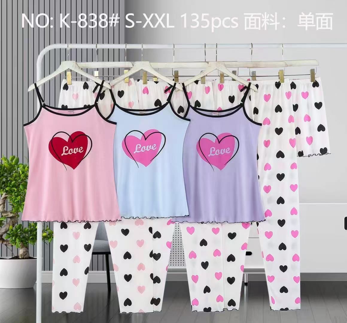 Pigiama Donna 3pz , Pigiama Donna in Cotone mod LOVE