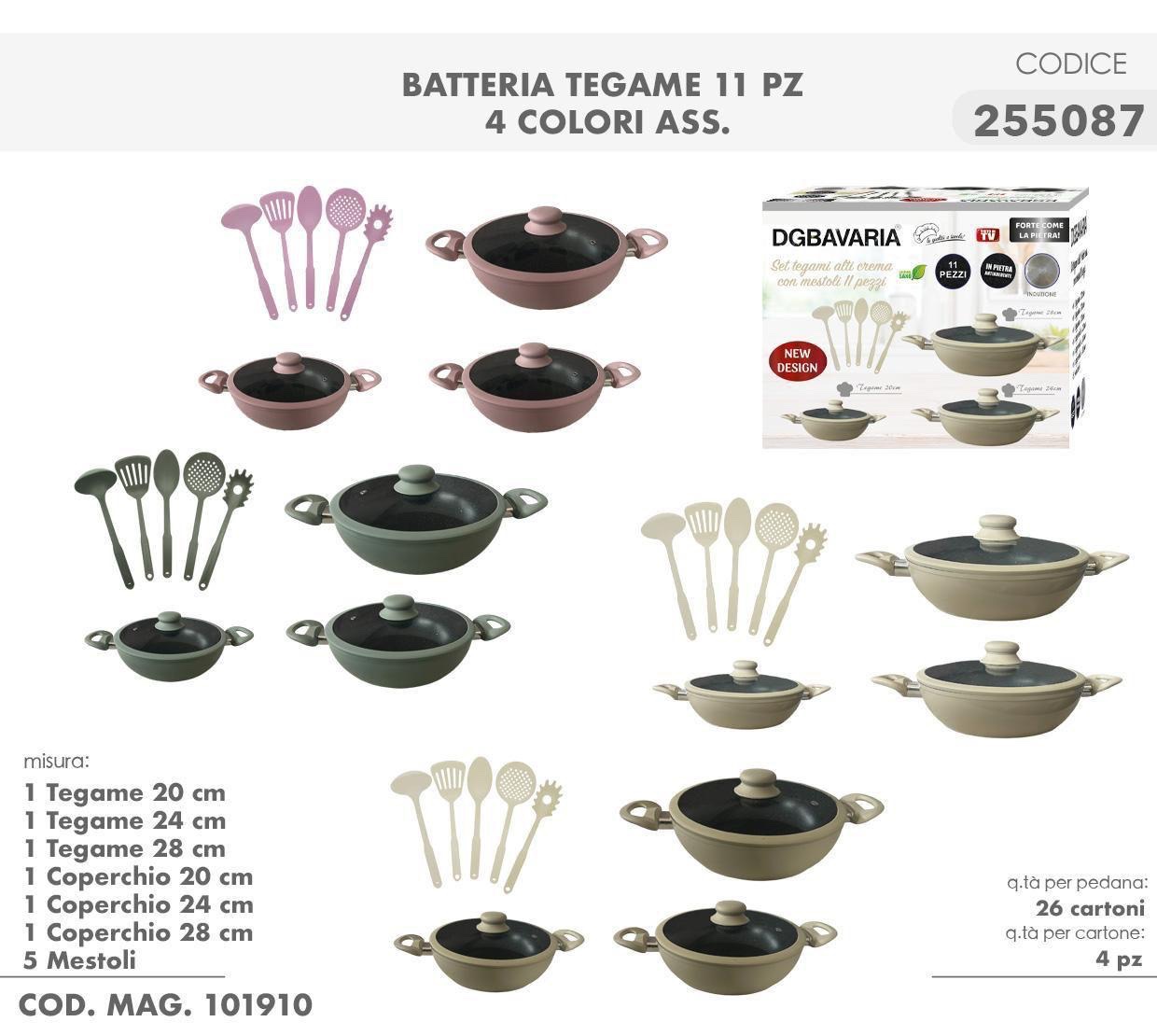 Tegami a induzione , Set da 11 pz colorati con mestoli in silicone
