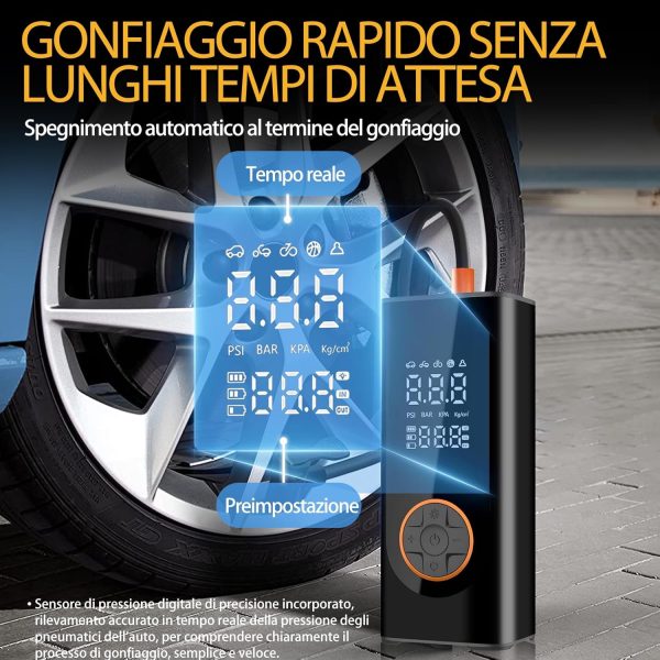 Gonfiatore Ruote, Pompa portatile digitale per pneumatici