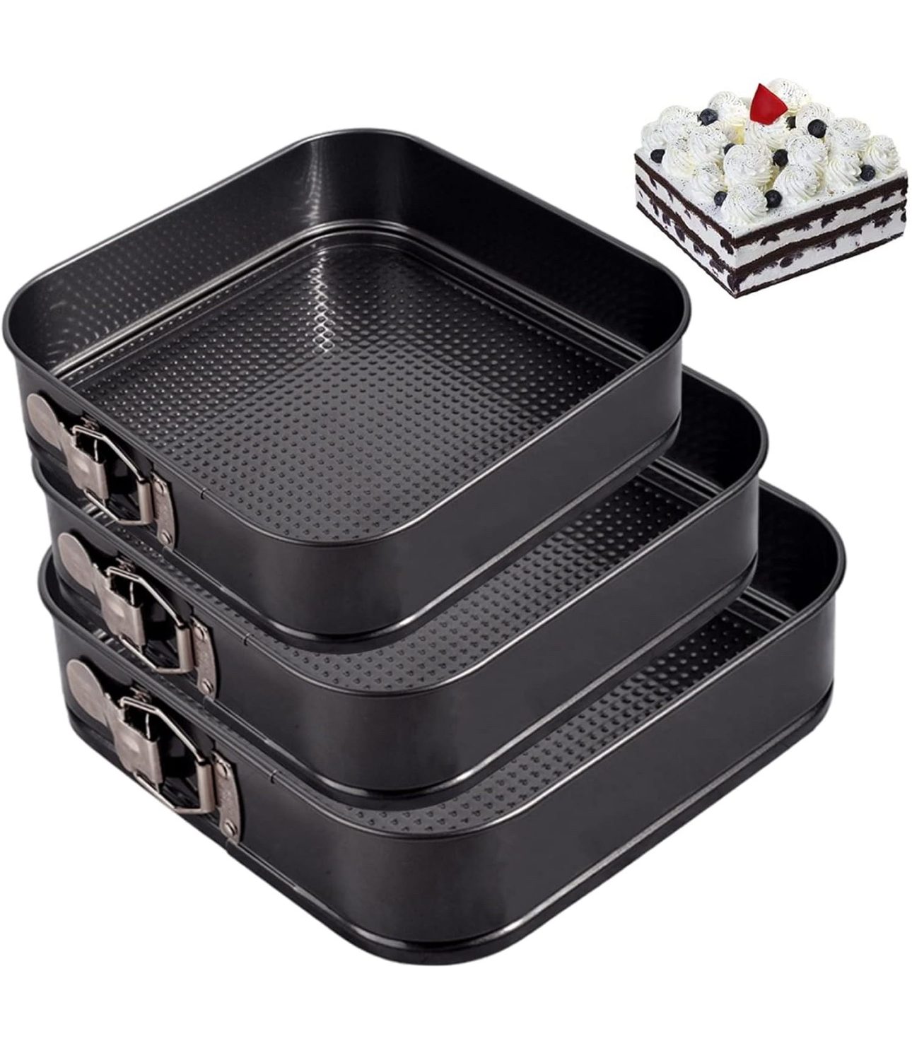 Set Teglie Quadrate, 3 Teglie antiaderenti
