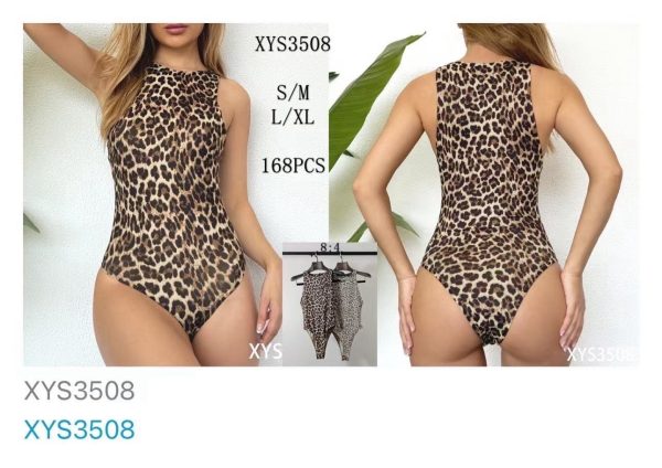Body Donna Leopardato, Body Giromanica Animalier