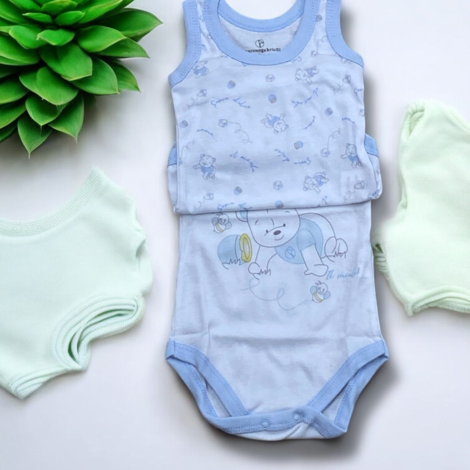 2 Bodini Neonato in Cotone a Canotta , Coppia Body Baby spalla larga