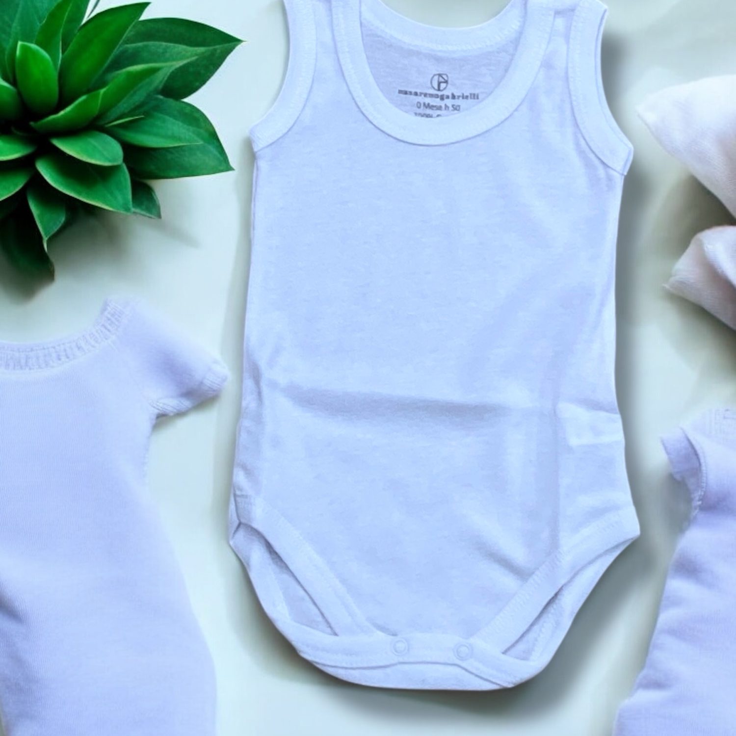 2 Bodini Neonato in Cotone a Canotta , Coppia Body Baby spalla larga