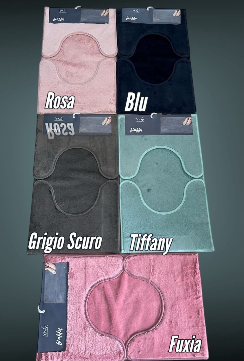 Tris Bagno a Pelo Corto, Set da Bagno a 3 Pz mod FLUFFY