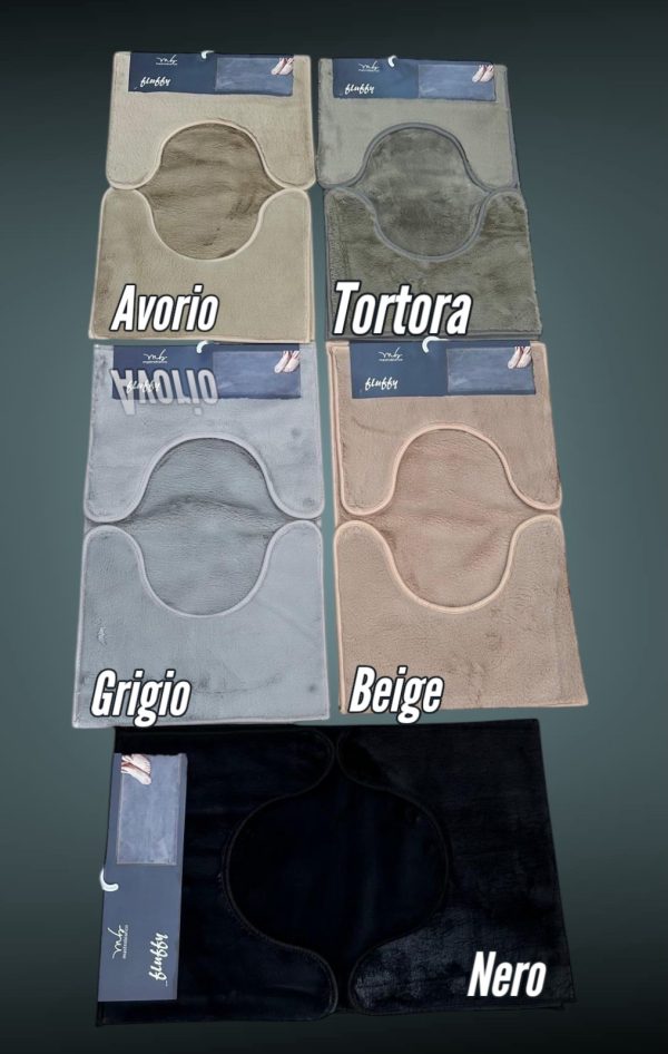 Tris Bagno a Pelo Corto, Set da Bagno a 3 Pz mod FLUFFY