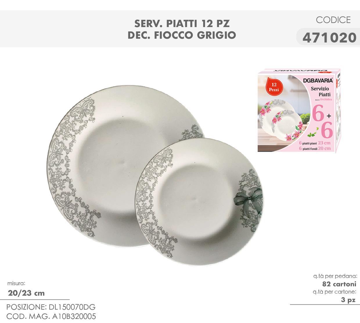 Servizio di piatti 12 pezzi , Set Piatti 6 Piani 6 Fondi FIOCCO