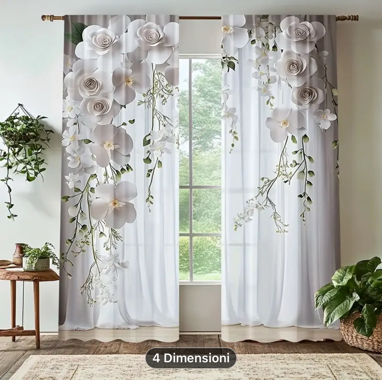 Coppia Tende disegno ROSE , 2 Teli Tenda con le Rose