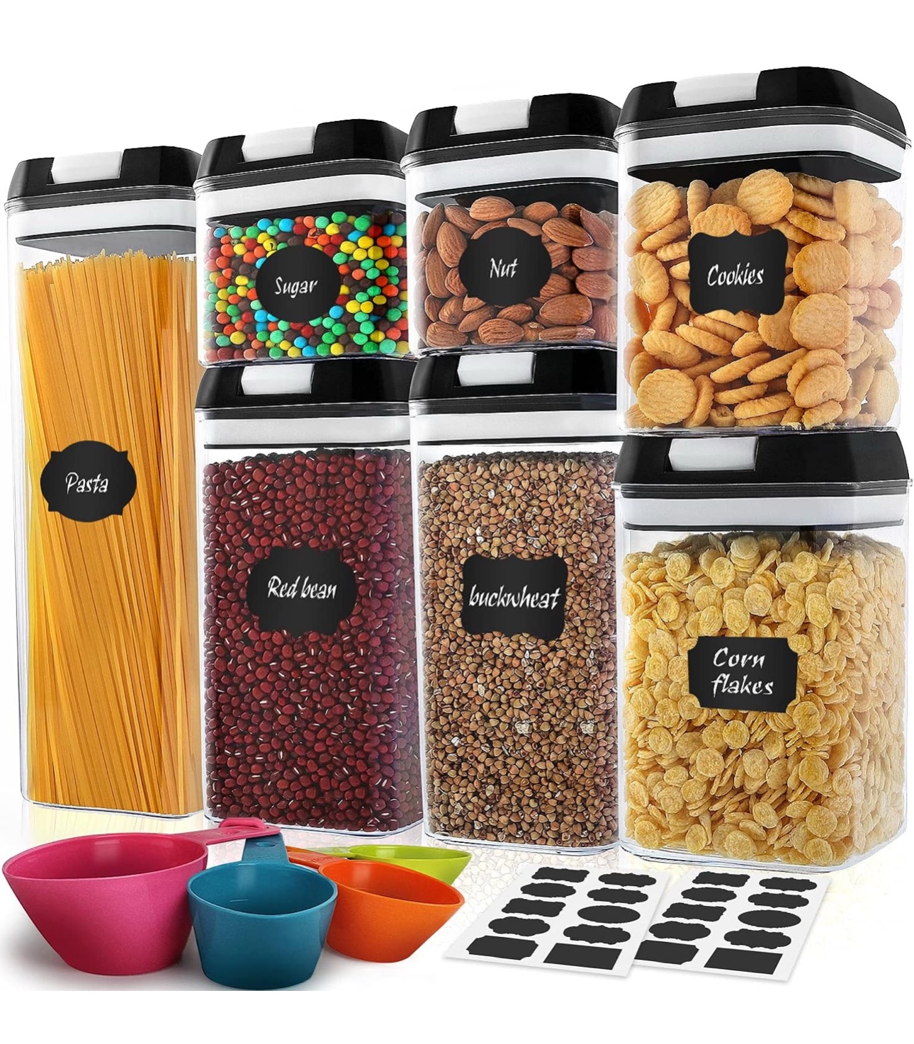 Contenitori per Alimenti, Set da 7 contenitori in Plastica chiusura Ermetica