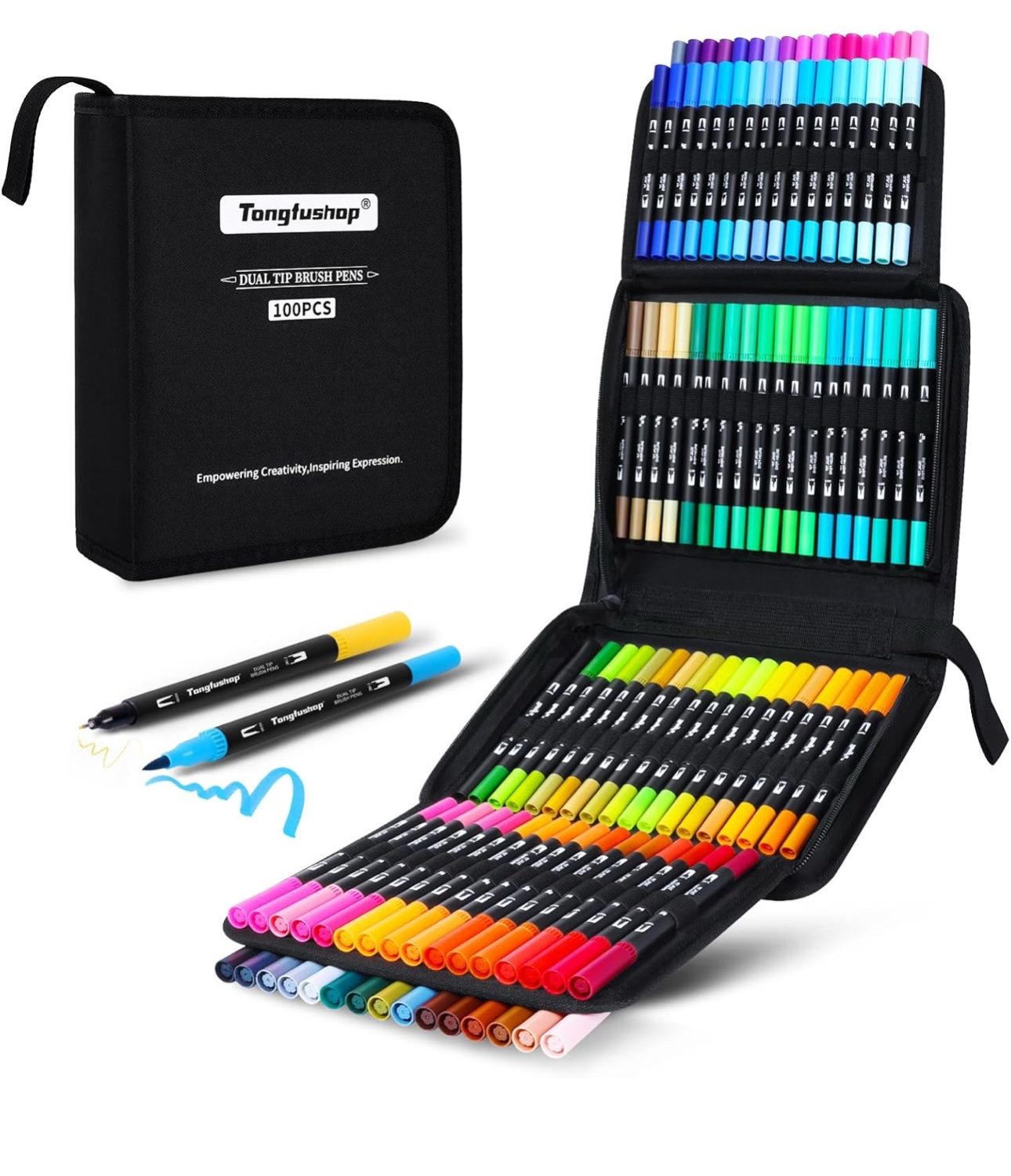Brush Pens , 100 Pennarelli a doppia punta fai da te