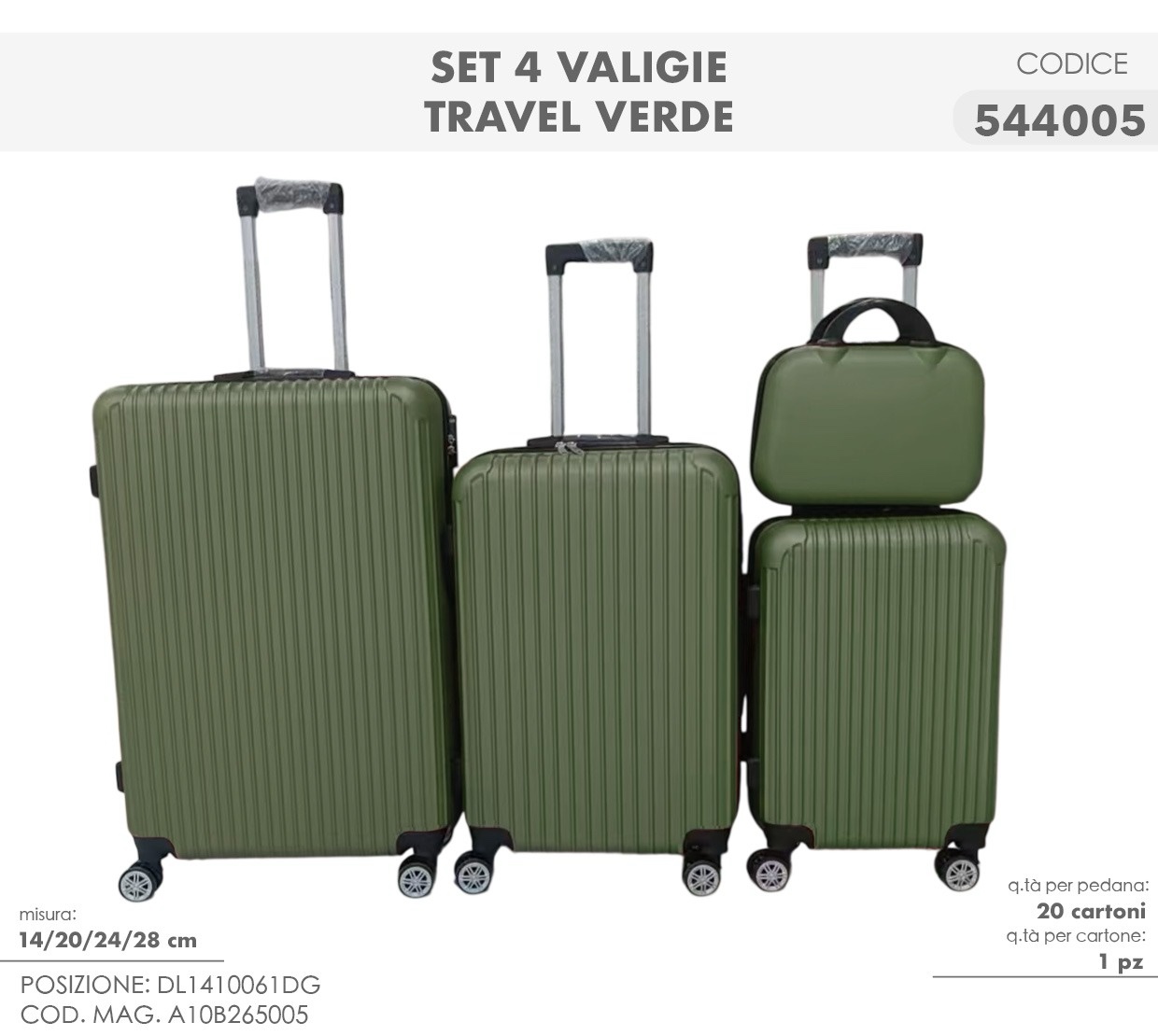 Set Valigie 4pz , Poker Valigie da viaggio Mod. TRAVEL