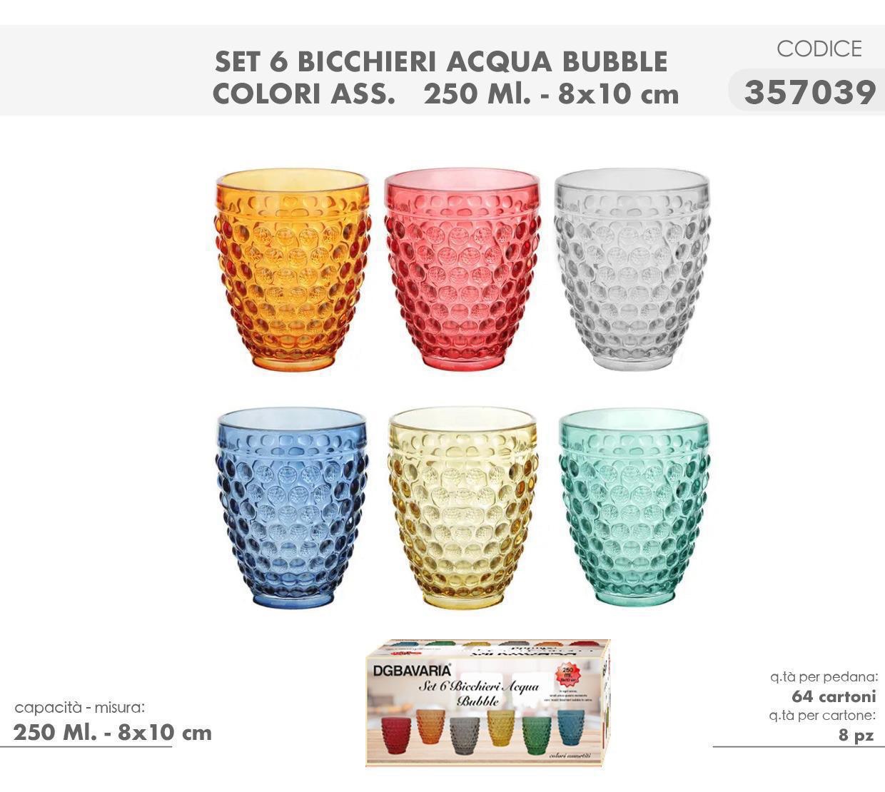 Bicchieri in Vetro Trama BUBBLE set da 6 Bicchieri