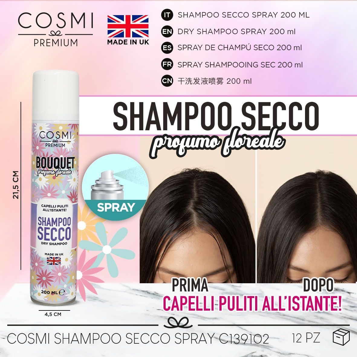 Shampoo a Secco, Shampoo senza Risciaqcuo , Profumazione Floreale