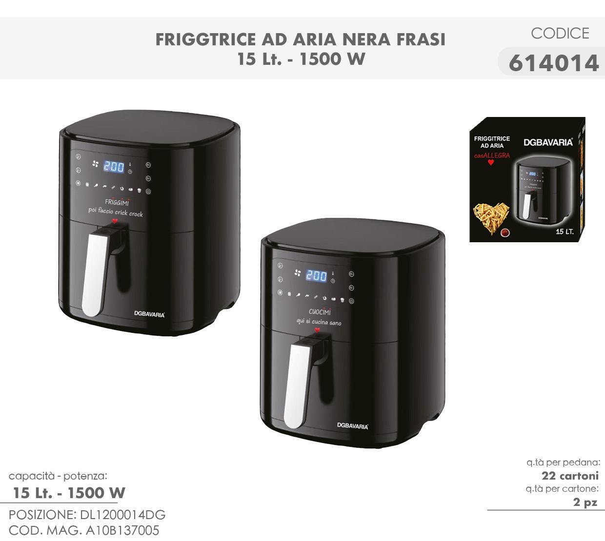 Friggitrice ad Aria 10L , Friggitrice ad Aria Nera con scritta Vintage