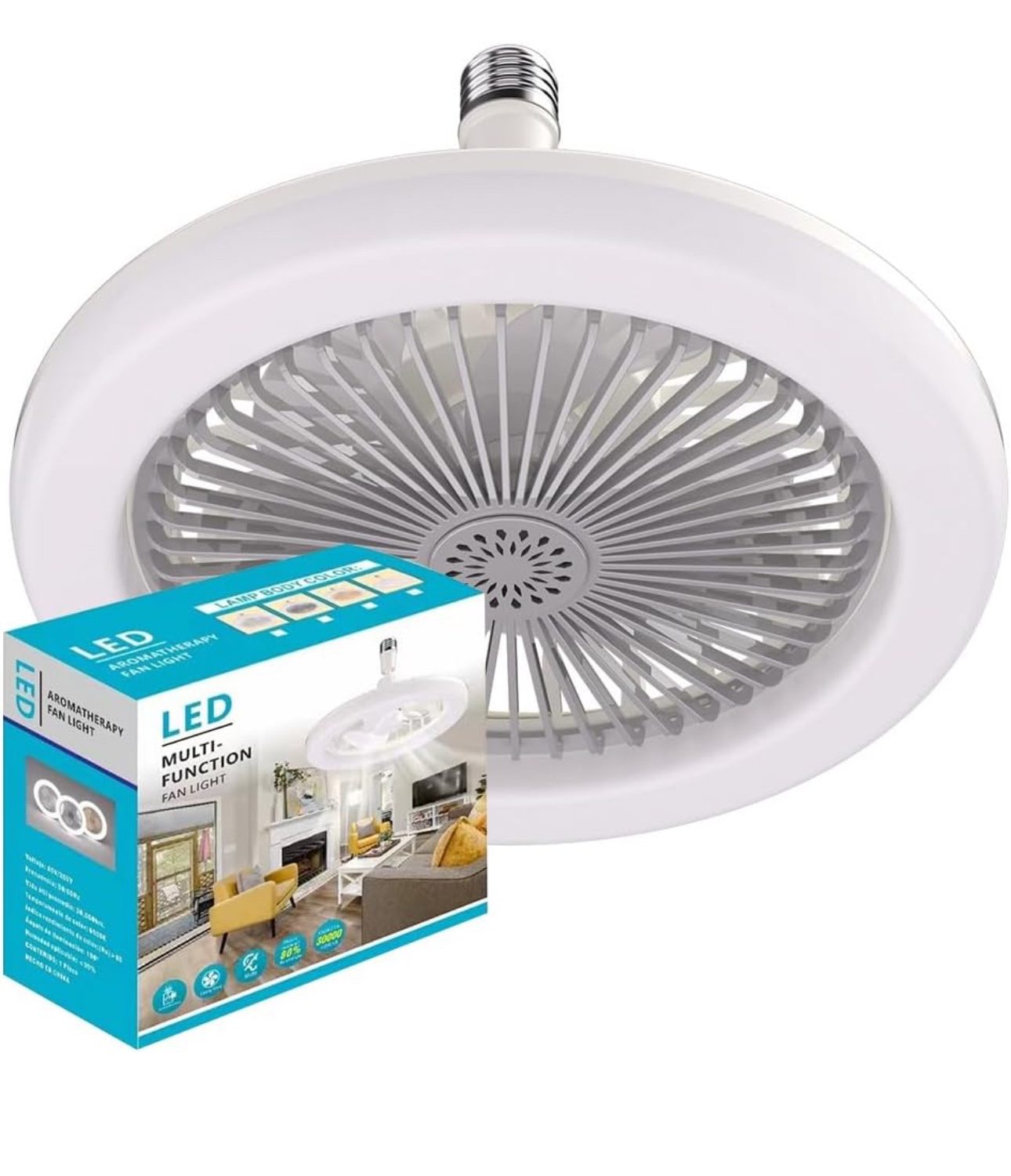 Ventilatore da Soffitto con Luce a Led modello Lampadina