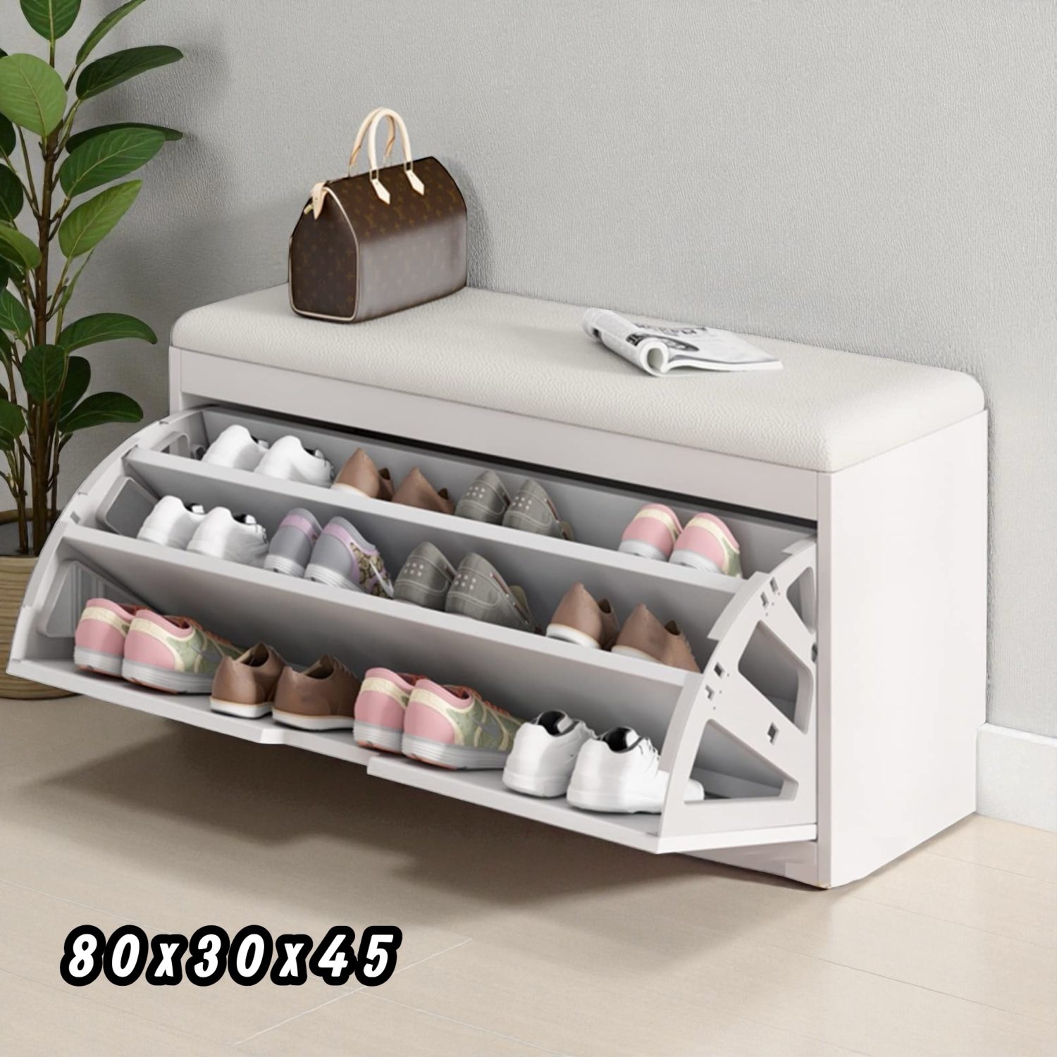 Scarpiera a Panca , Ripiani ribaltabili 80x30x45