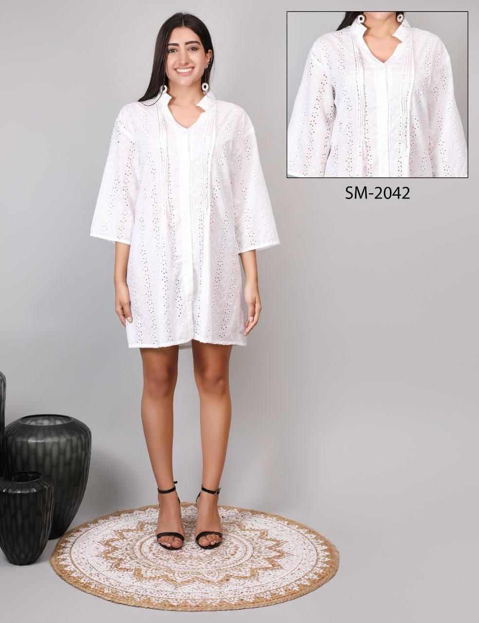 Copricostume Donna Bianco Scollo Coreano