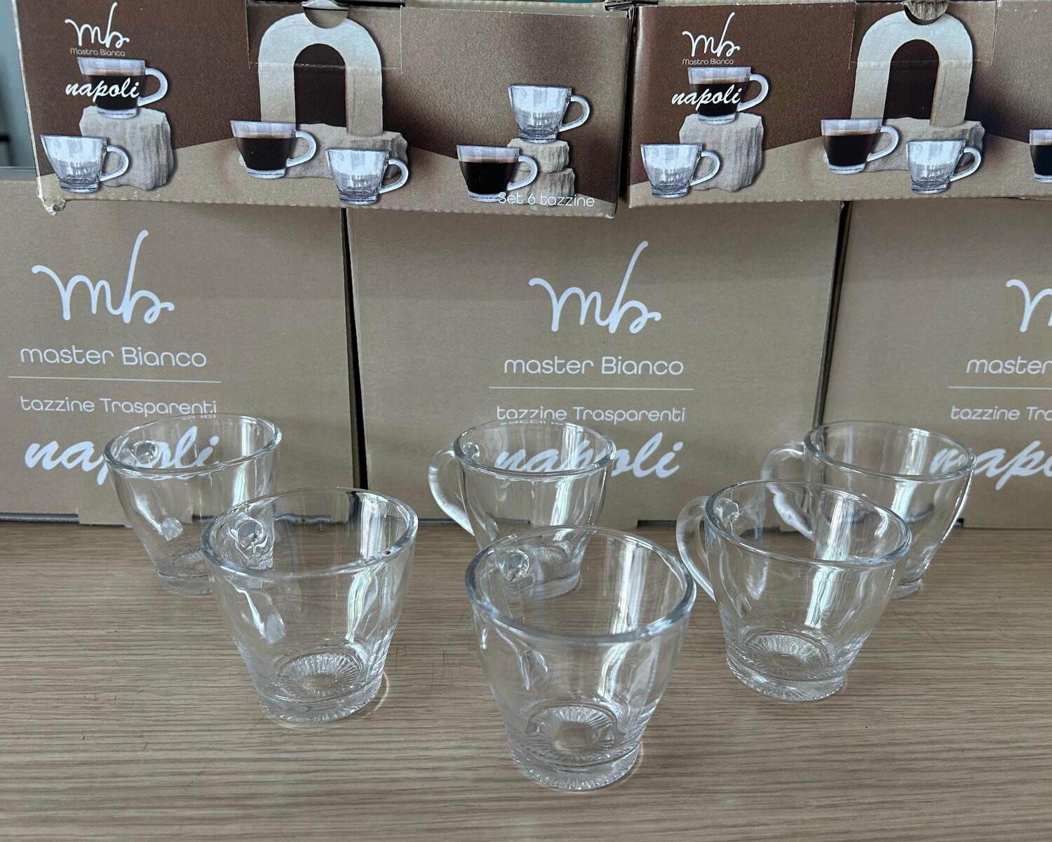 Set Tazzine in Vetro , 6 Tazze Caff&egrave; in Vetro ,