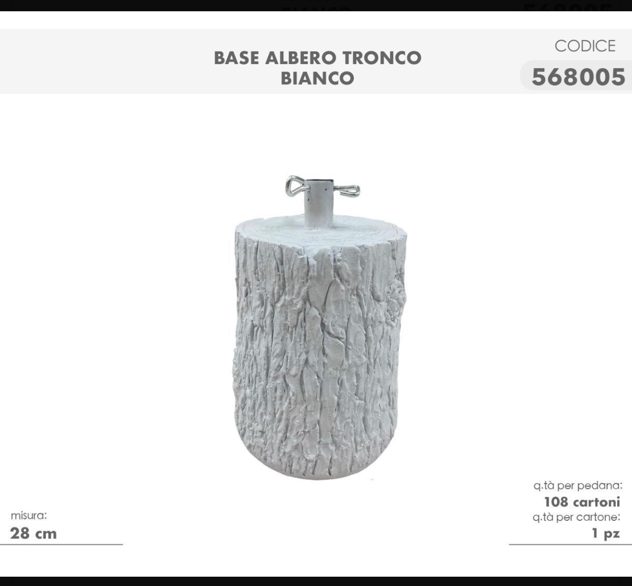 Base Albero Tronco Bianco 28 cm