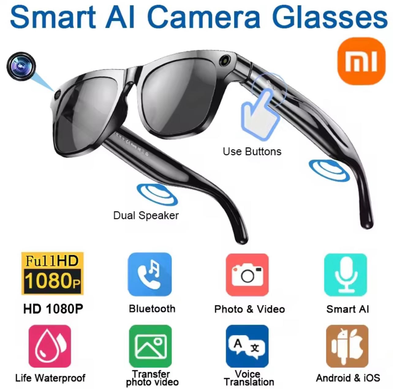 Occhiali Intelligenti , Occhiali Bluetooth con Fotocamera e Auricolare