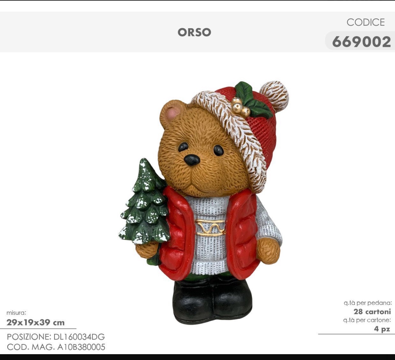 Teddy Natalizio mod. Albero , Orso in ceramica