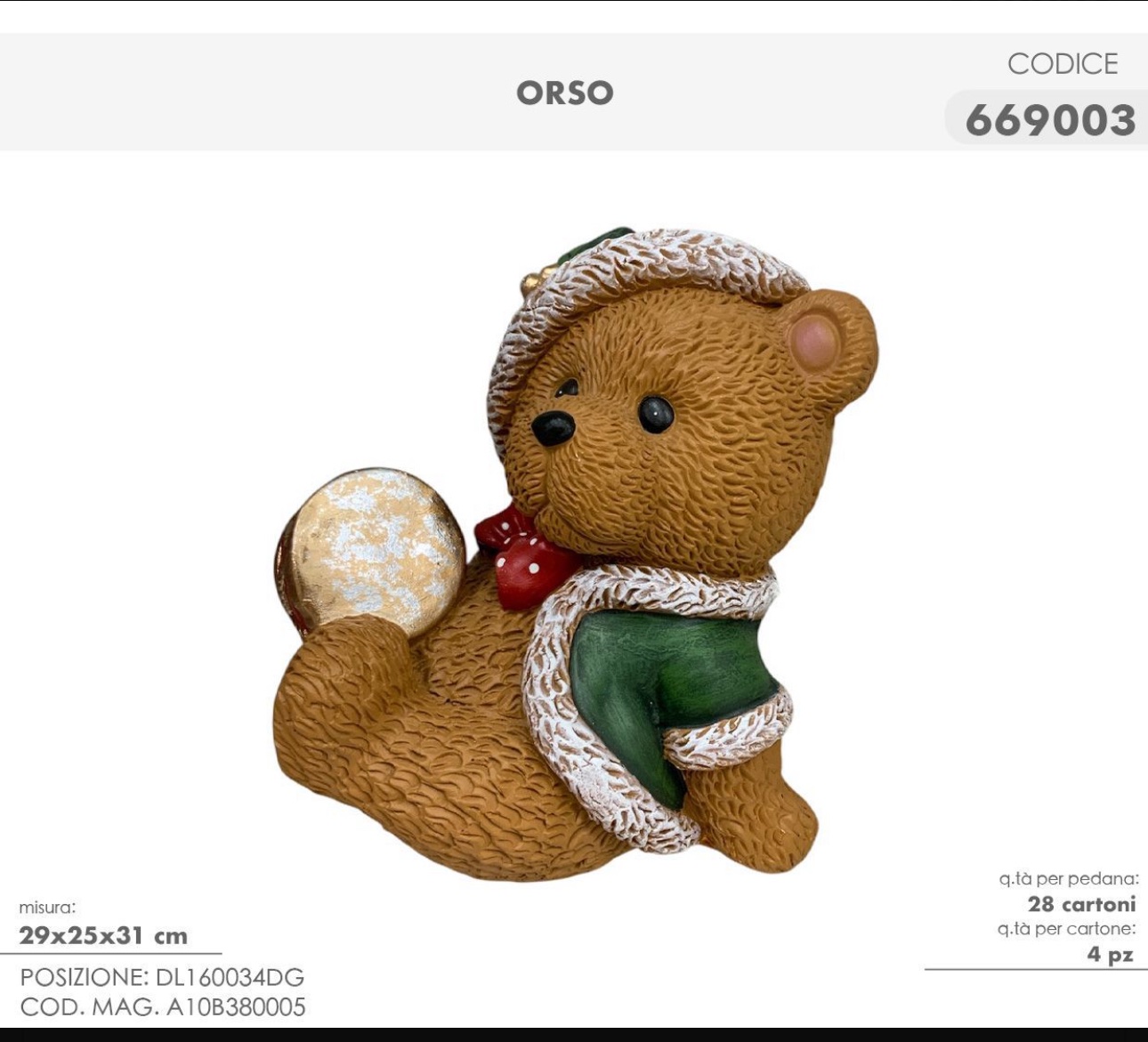 Teddy Natalizio mod. Fiocco , Orso in ceramica