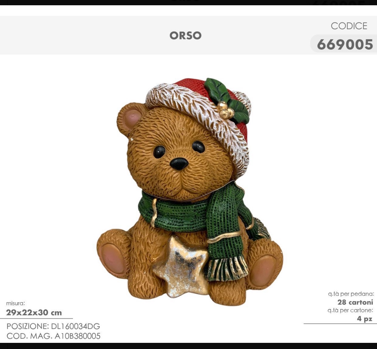 Teddy Natalizio mod. Stella , Orso in Ceramica