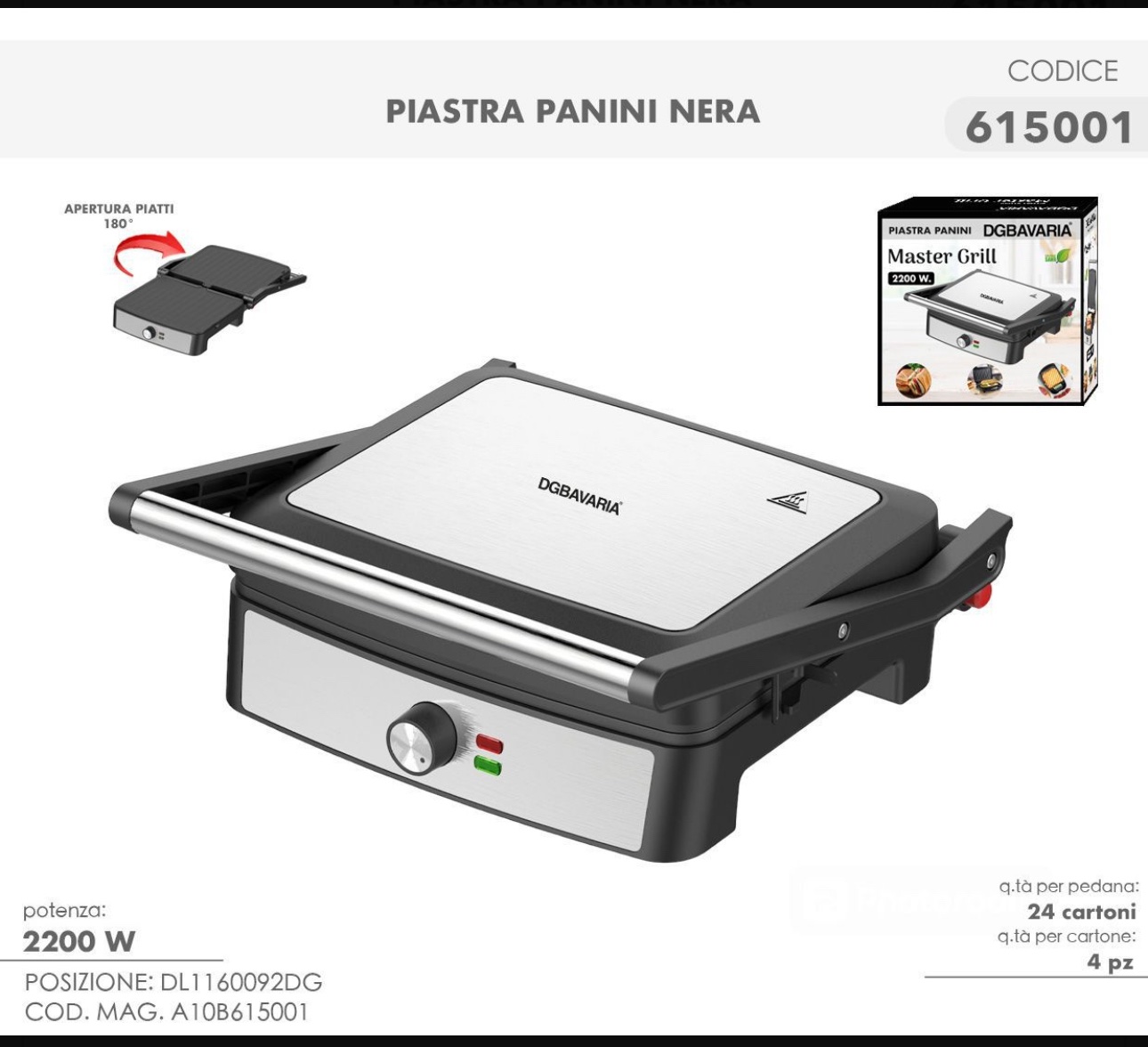 Piastra Panini Nera, Piastra Sandwich Carne Toast
