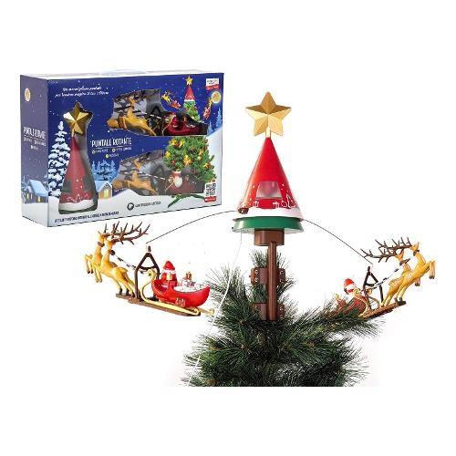 Puntale Albero Rotante con Babbo Natale e Slitta