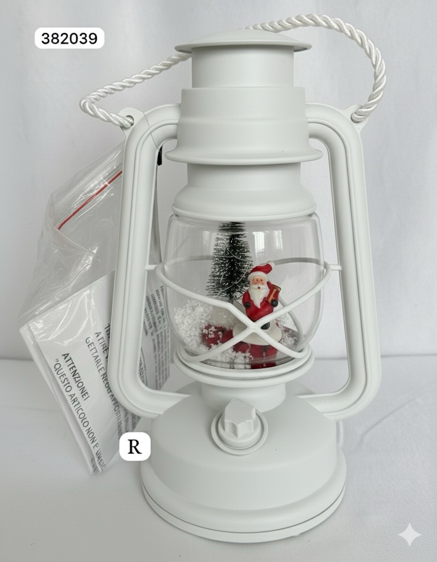 Lanterna Decorativa Natalizia Bianca con Suono Luci e Movimento
