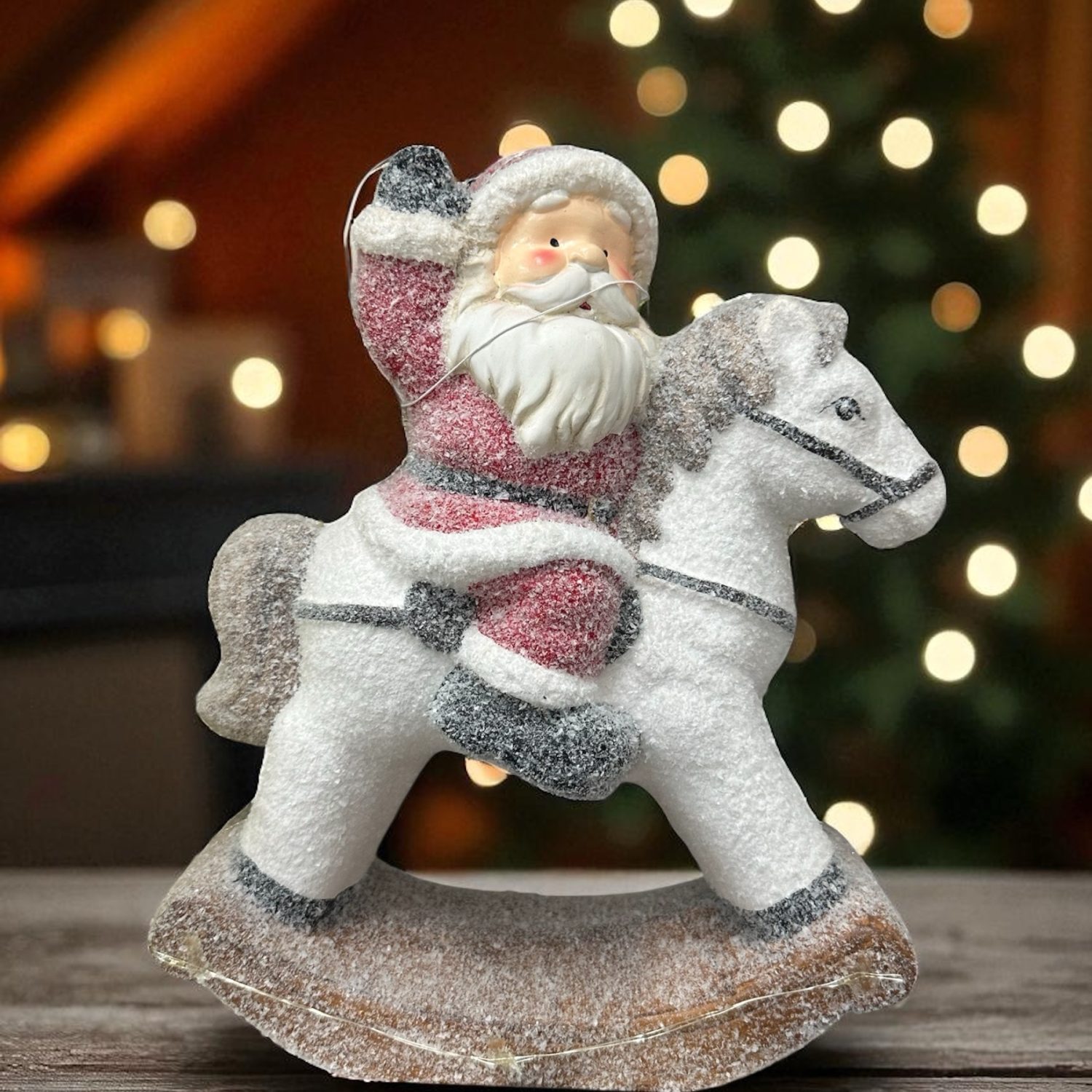 Babbo Natale con Cavallo a dondolo a Led