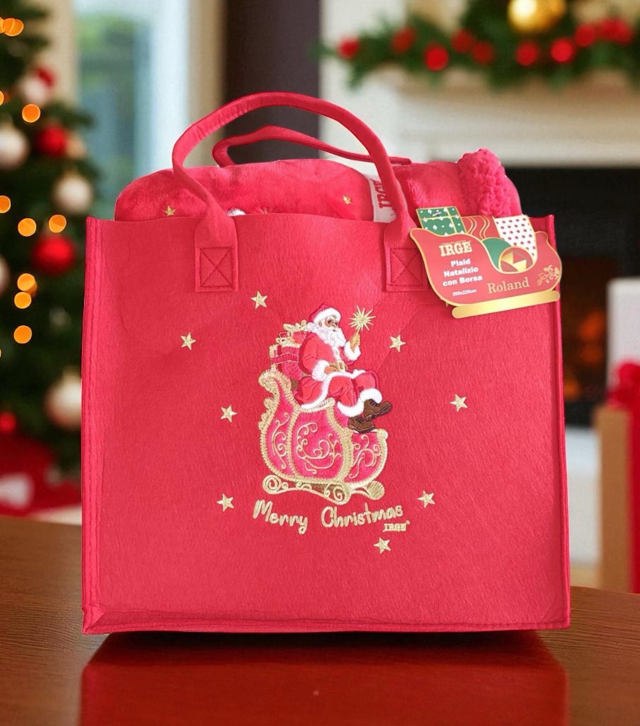 Plaid + Borsa Natalizio mod.SLITTA , Plaid Natale