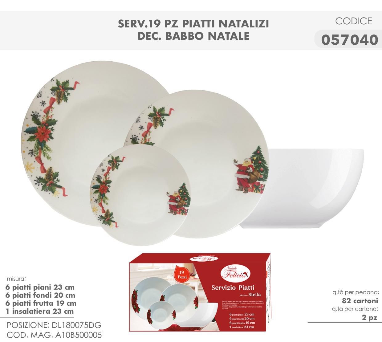 Piatti Natalizi 19pz dis. Babbo Natale