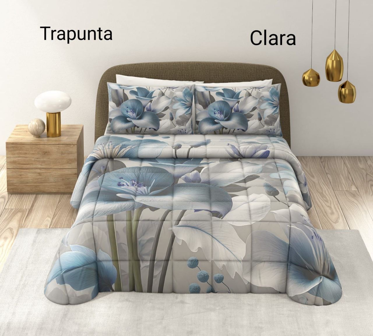 Trapunta Matrimoniale mod. Clara Blu, Trapunta in stampa Digitale Irge