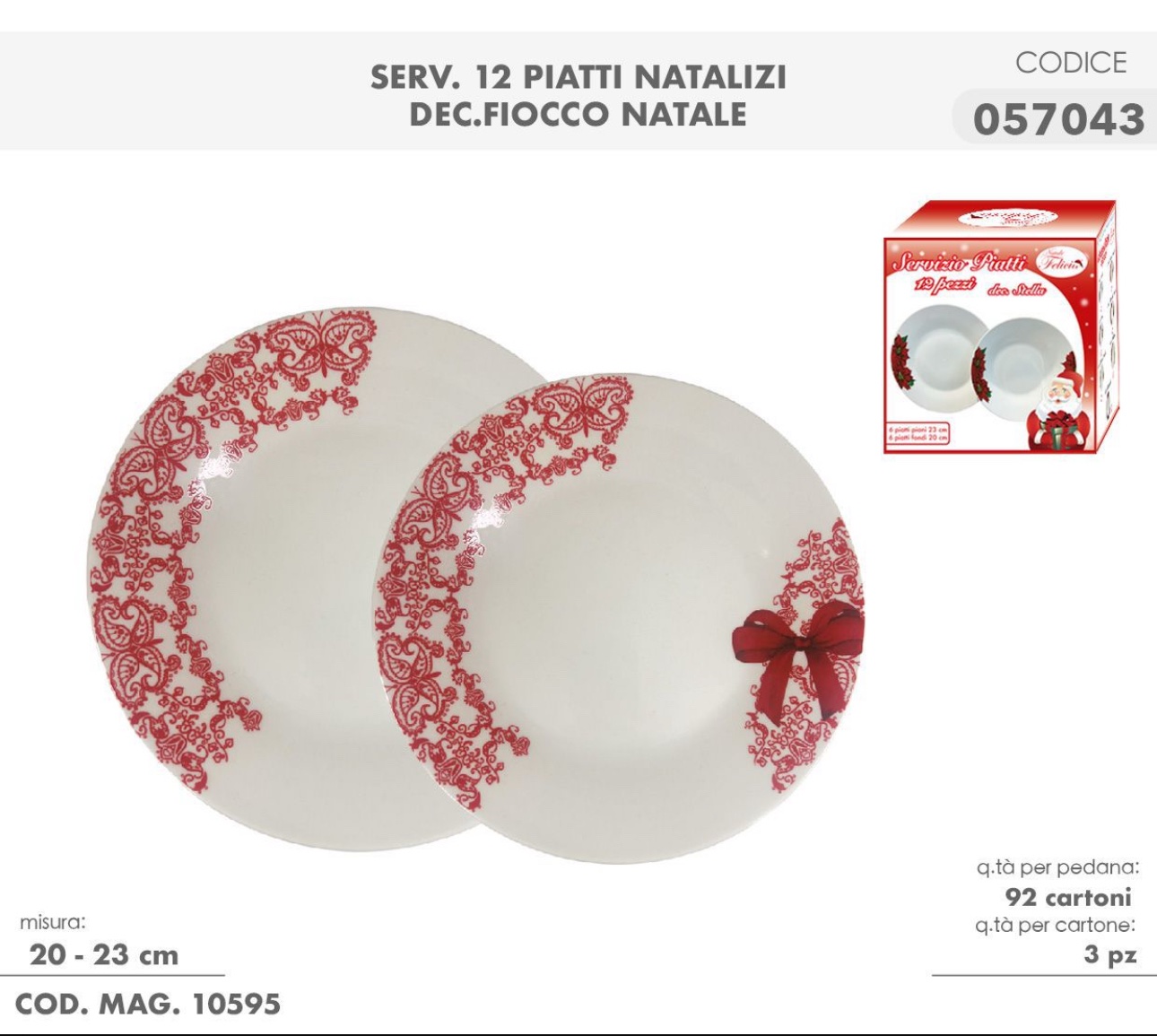 Servizio Piatti 12 Pezzi dis. Fiocco - FELICIA