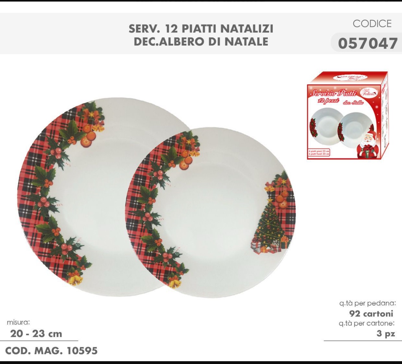 Servizio Piatti 12 Pezzi dis. Scozzese - FELICIA