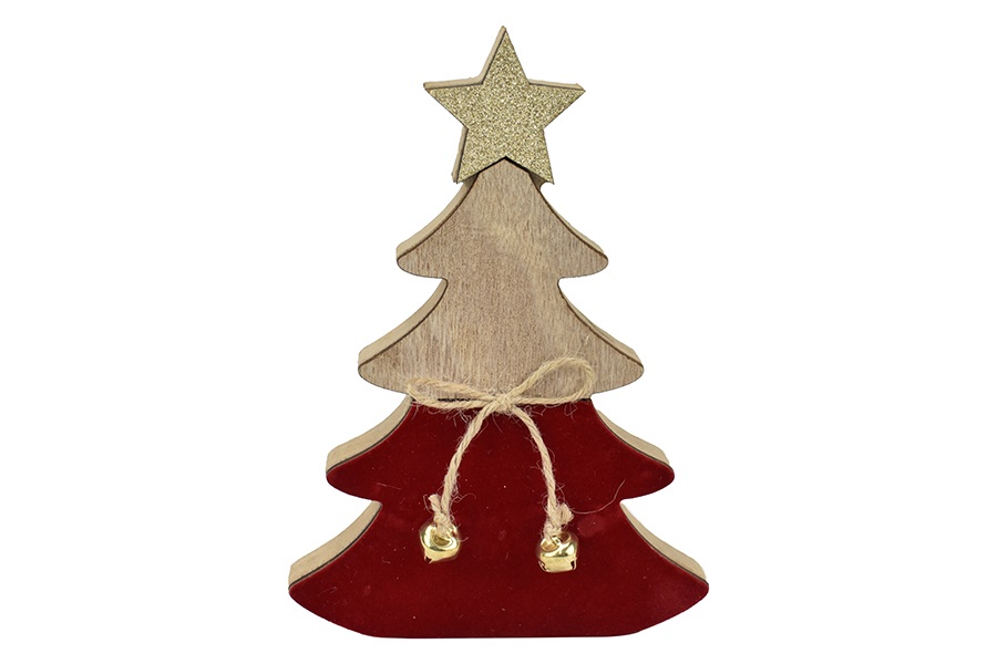 Alberello Decorativo Natalizio in Legno e Velluto