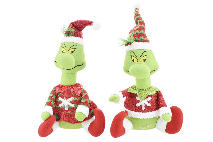 Grinch seduto con cappello natalizio