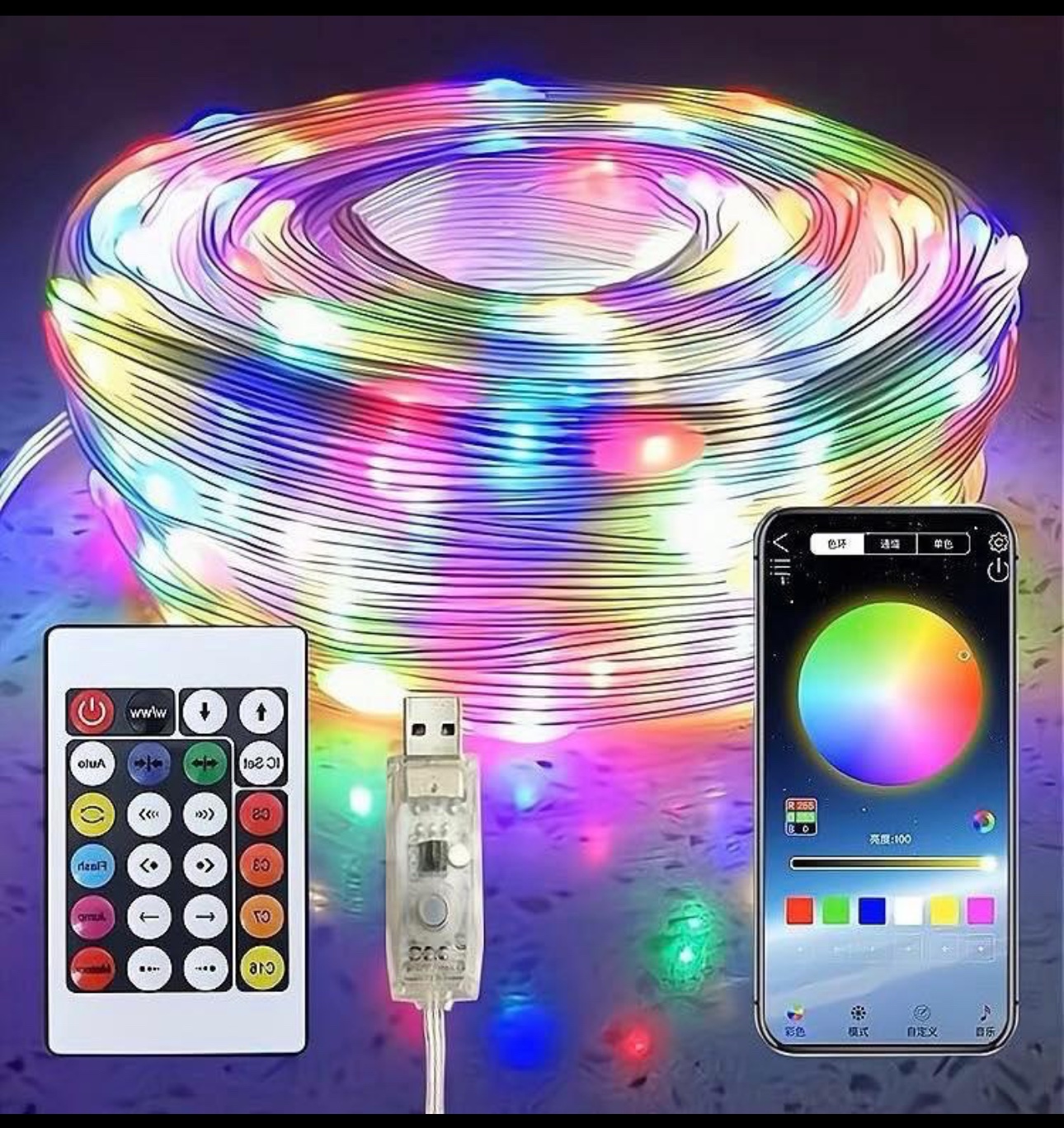 Striscia Luminosa LED RGB 10 Metri con Controllo App, Telecomando