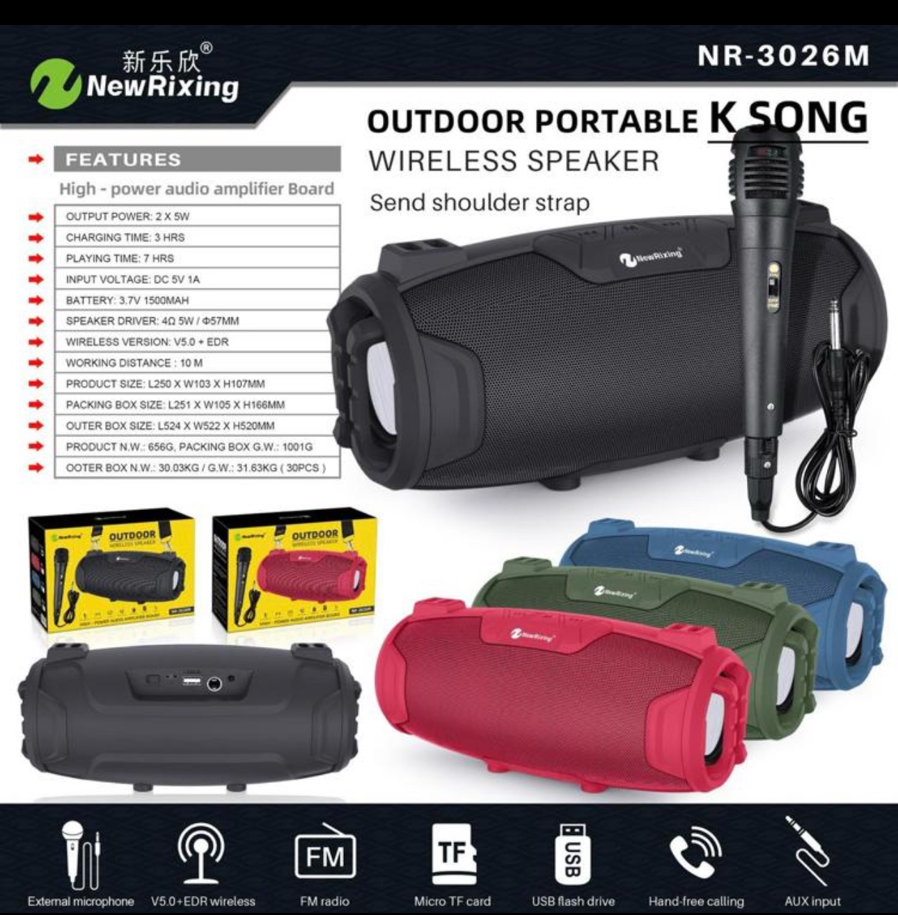 Cassa Bluetooth con Microfono, Altoparlante Wireless K Song