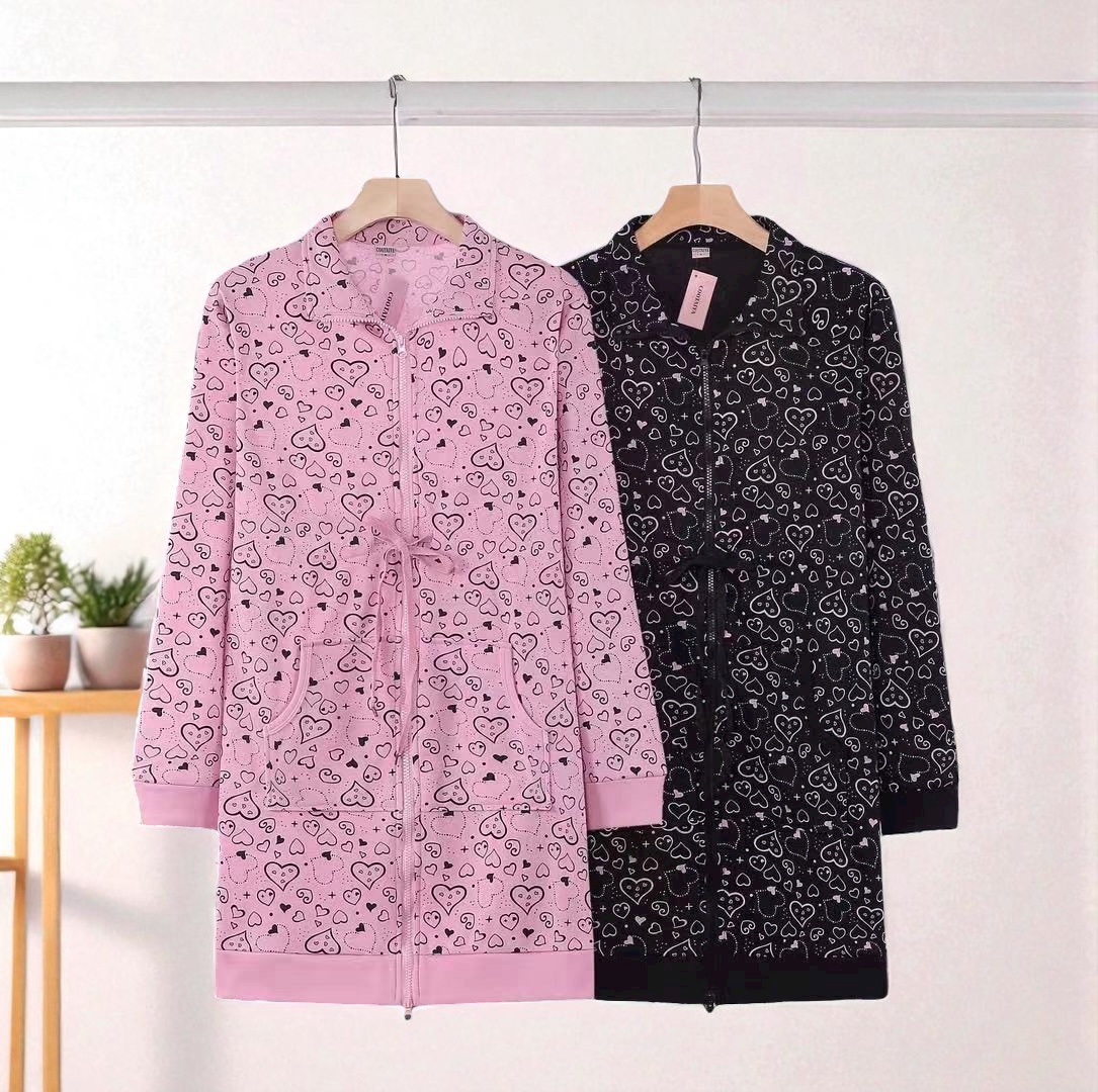 Vestaglia Donna in Caldo Cotone con Zip mod. Heart