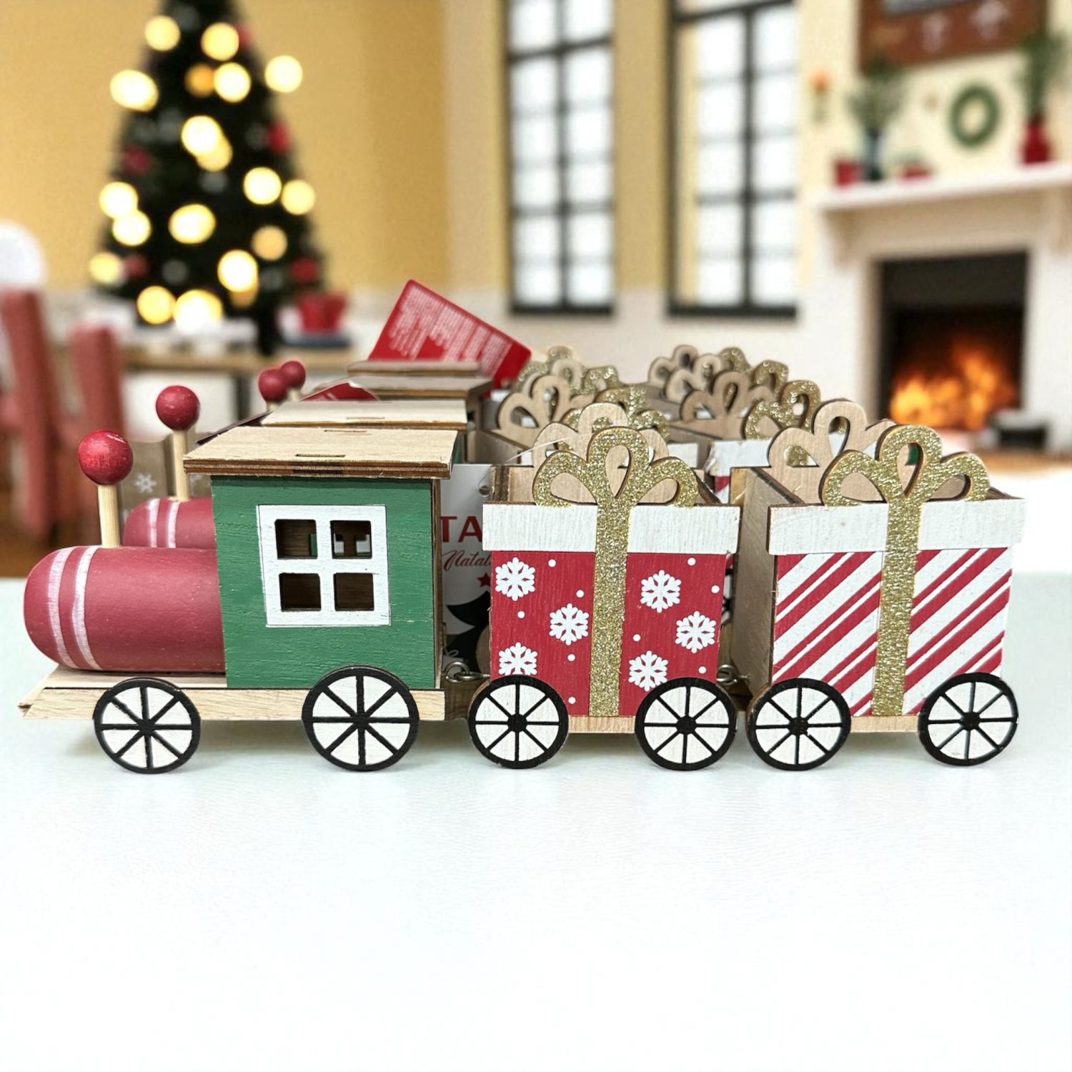 Trenino in Legno con mini vagoni regalo