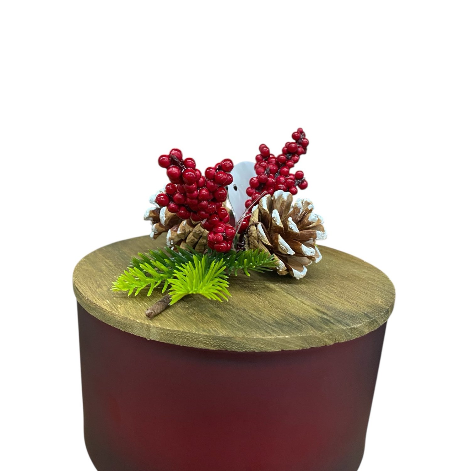 Candela Natalizia con pigne e bacche