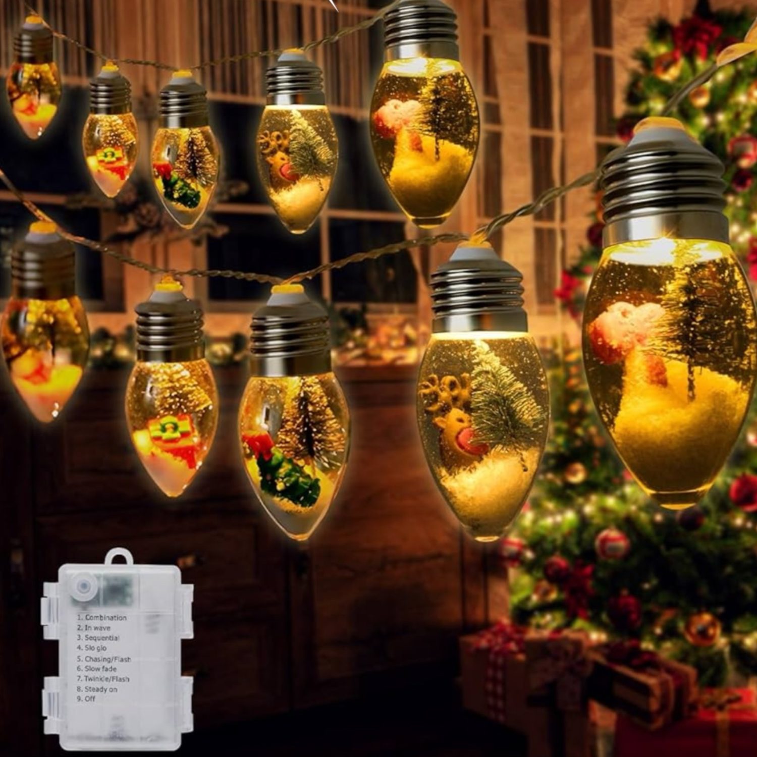 Luci a Catena a Bulbo con Scenari Invernali